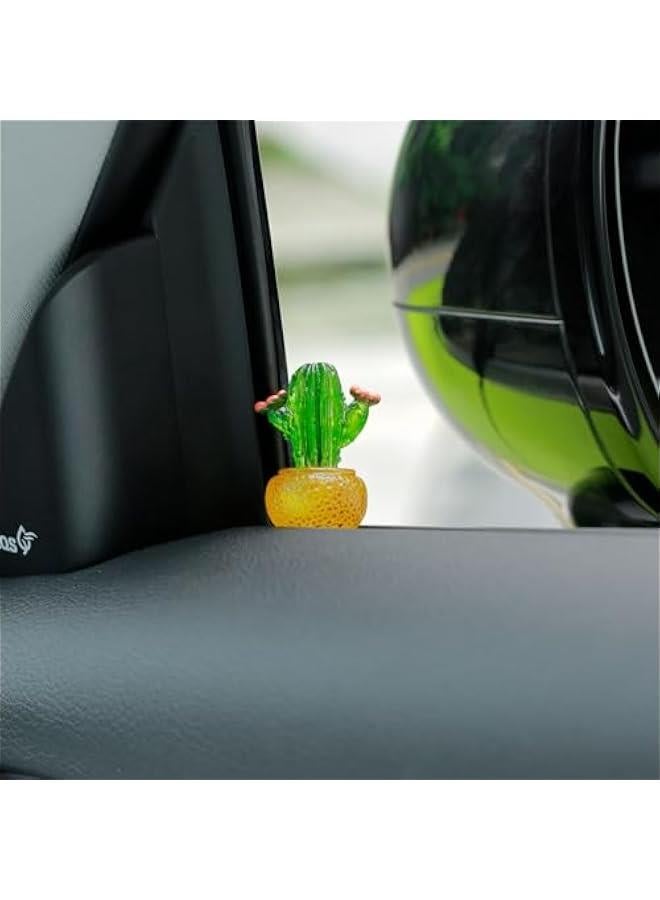Car Dashboard Transparent Cactus Succulent Mini Figurines Decorations for Plant Lover Cute Car Decor Accessories, Pack of 4 (Tawny) - Image 5