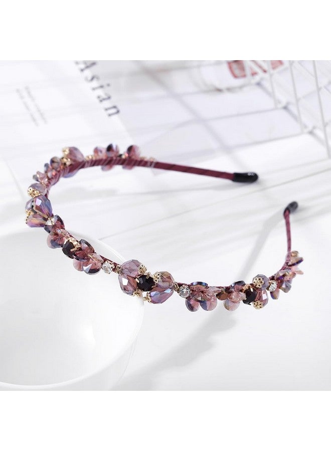 اوريو عصابة رأس من حجر الراين الأرجواني للنساء، عصابة شعر رفيعة من الكريستال، إكسسوارات شعر للحفلات البراقة - Image 2