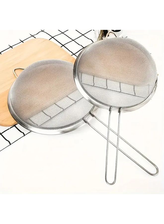 304 Stainless Steel Fine Mesh Colander Strainer Heavy Duty Multi Purpose Kitchen Strainer With Ergonomic Handle For Draining Pasta Beans Soup 1pc Easy Clean Durable - Image 1
