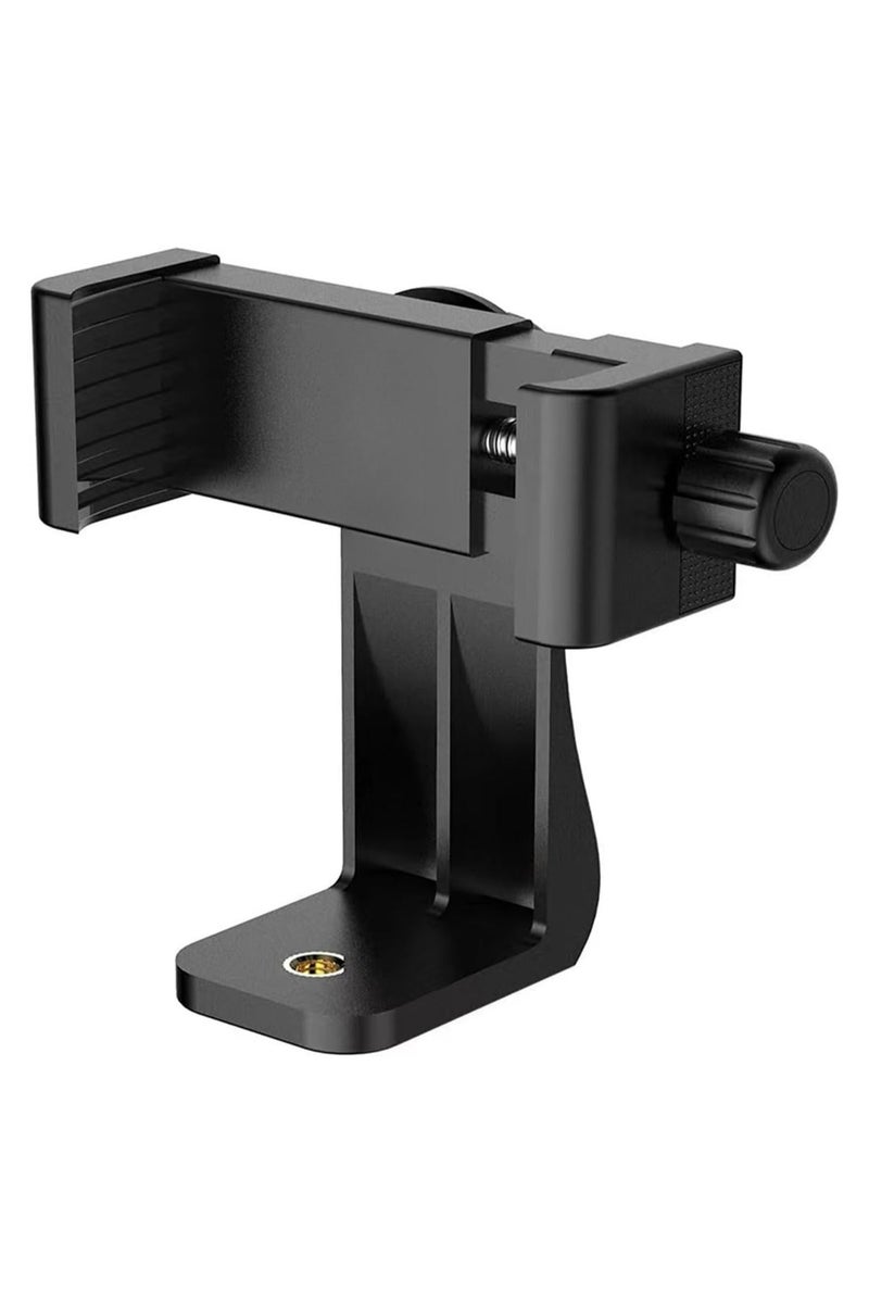 2-in-1 Tripod Stand with Mobile Clip and 360° Rotation – 6.4mm Screw Adapter – Compatible with Smartphones and Cameras – Black - Image 1