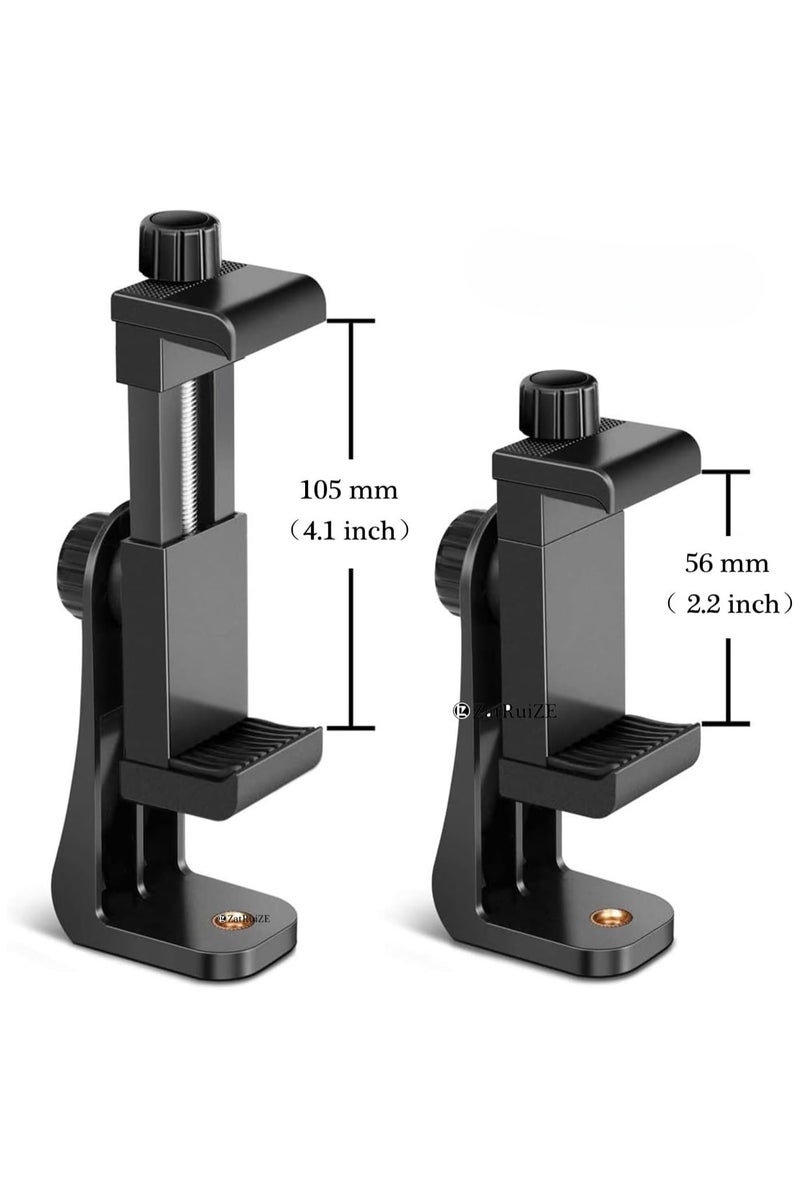 2-in-1 Tripod Stand with Mobile Clip and 360° Rotation – 6.4mm Screw Adapter – Compatible with Smartphones and Cameras – Black - Image 2