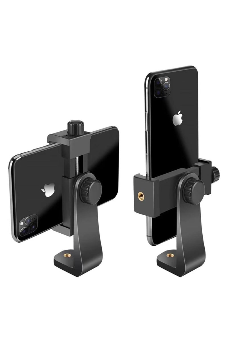 2-in-1 Tripod Stand with Mobile Clip and 360° Rotation – 6.4mm Screw Adapter – Compatible with Smartphones and Cameras – Black - Image 3