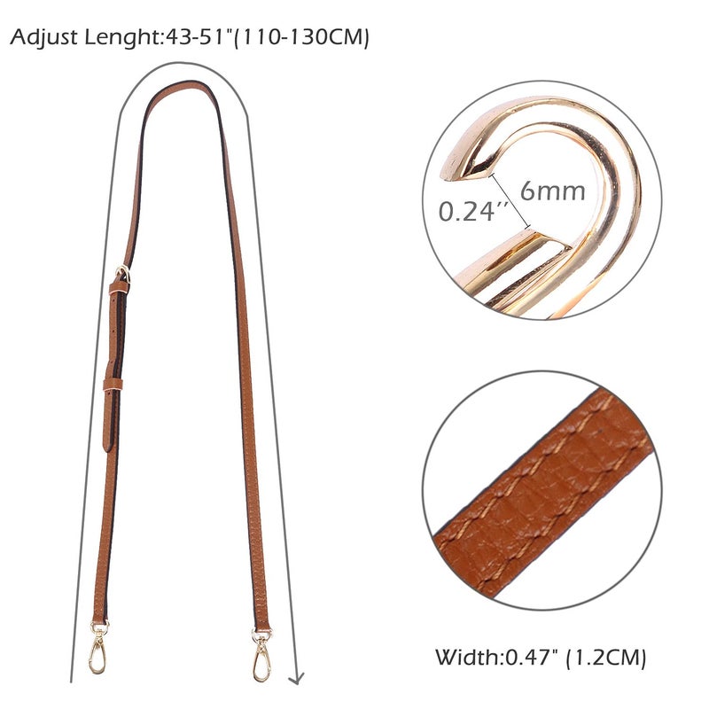 LIVE UP Full Grain Purse Strap Genuine Leather Replacement for Cross Body Bag Handbags(Brown) - Image 2