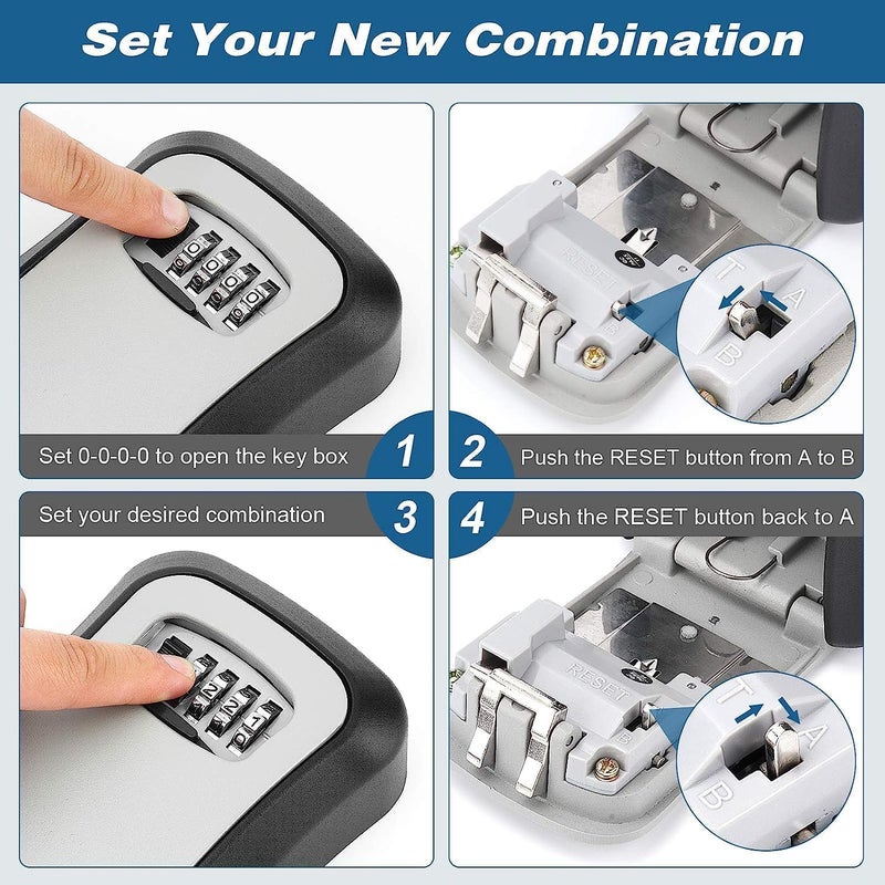 BESTOTTAM Key Lock Box for Outside Wall Mount Combination Lock box for House Keys Key Hiders to Hide a Key Outside Waterproof Key Safe Storage Password Security Lock Box for Home Office - Image 5