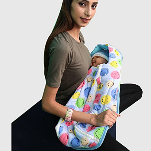 HOOPA 2-in-1 Quilt Covered Pillow (Blue Smile) | Feeding Pillow | Nursing Pillow | Breastfeeding Pillow | Baby Pillow - Image 1