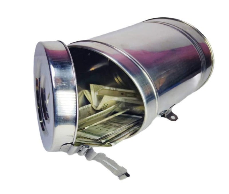Idika Stainless Steel Gulak Piggy Bank, Round Shape 14 cm - Hundi Money Bank for Adults, Saving Box, Money Saving Box for Kids, Durable and Secure Design for Savings - Image 5
