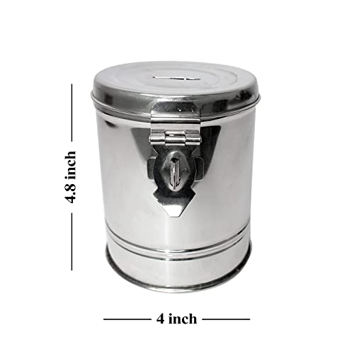 Idika Stainless Steel Gulak Piggy Bank, Round Shape 14 cm - Hundi Money Bank for Adults, Saving Box, Money Saving Box for Kids, Durable and Secure Design for Savings - Image 3