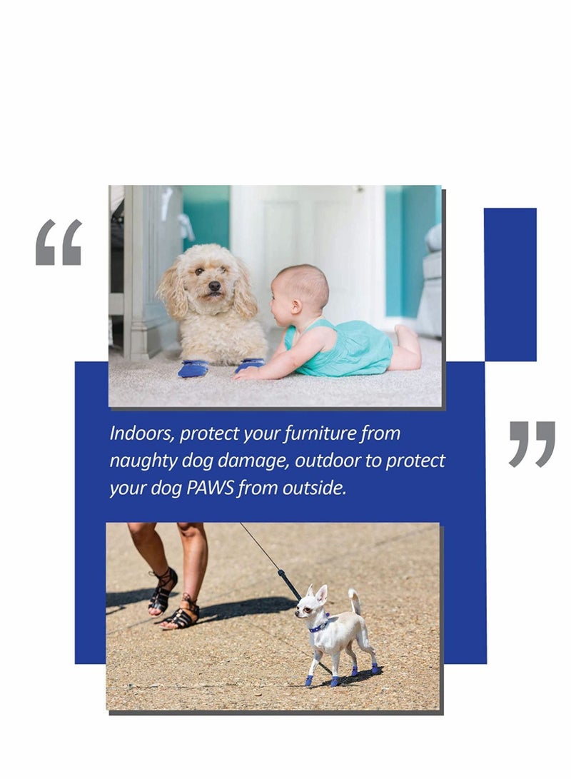 Excefore Dog Boots, Light Duty Water Resistant Dog Boots, Winter Dog Shoes with Reflective Straps Anti-Slip Sole Breathable Outdoor Dog Paw Protection for Small, Medium and Large Dogs (4 Pcs -Blue) - Image 3