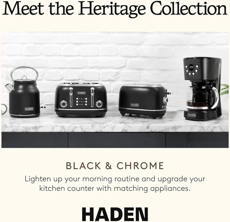 HADEN Heritage 4 Slice Wide Slot Stainless Steel Toaster with Adjustable Browning Control & Non-Slip Feet, Black & Chrome - Image 5