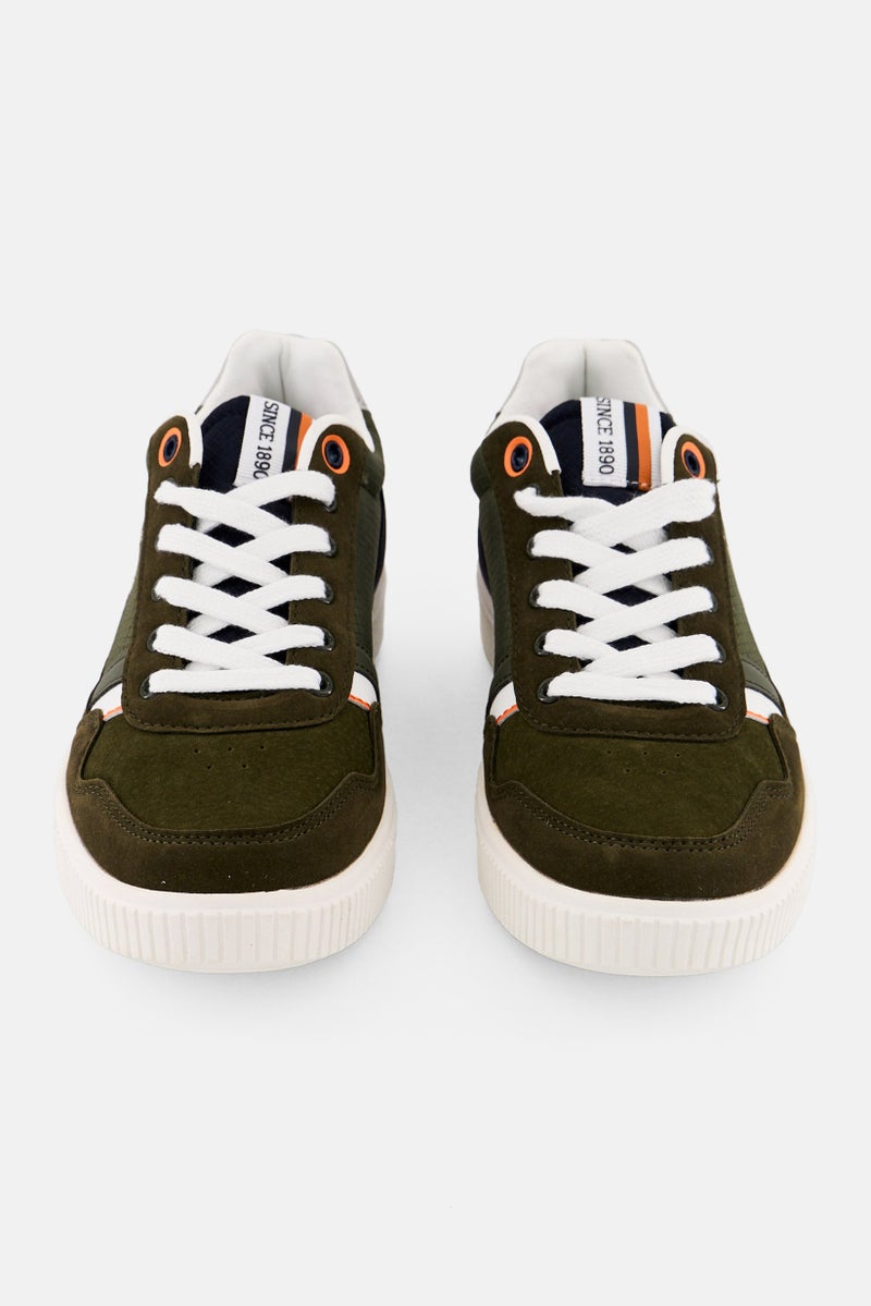 U.S. Polo Assn. Men Lace Up Brand Logo Micro Suede Shoes, Olive  - Image 3