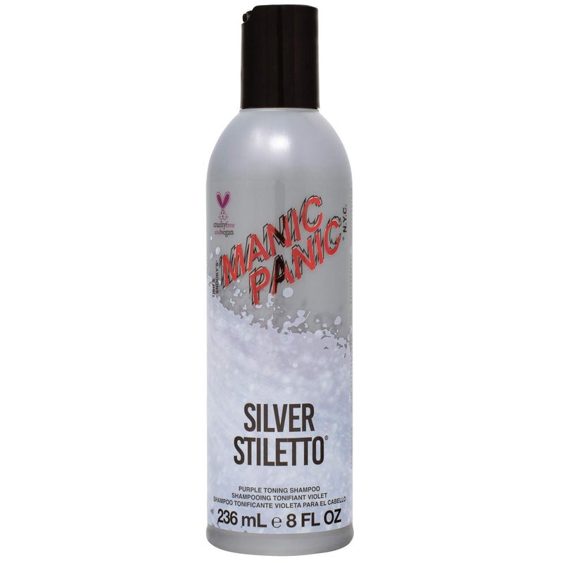 MANIC PANIC Silver Stiletto Sulfate Free Purple Shampoo for Women & Men - Silver Shampoo for Grey, Purple, Blue & Blonde Hair - Neutralizes Brass & Yellow Tones - Vegan & Cruelty-Free (8oz) - Image 1
