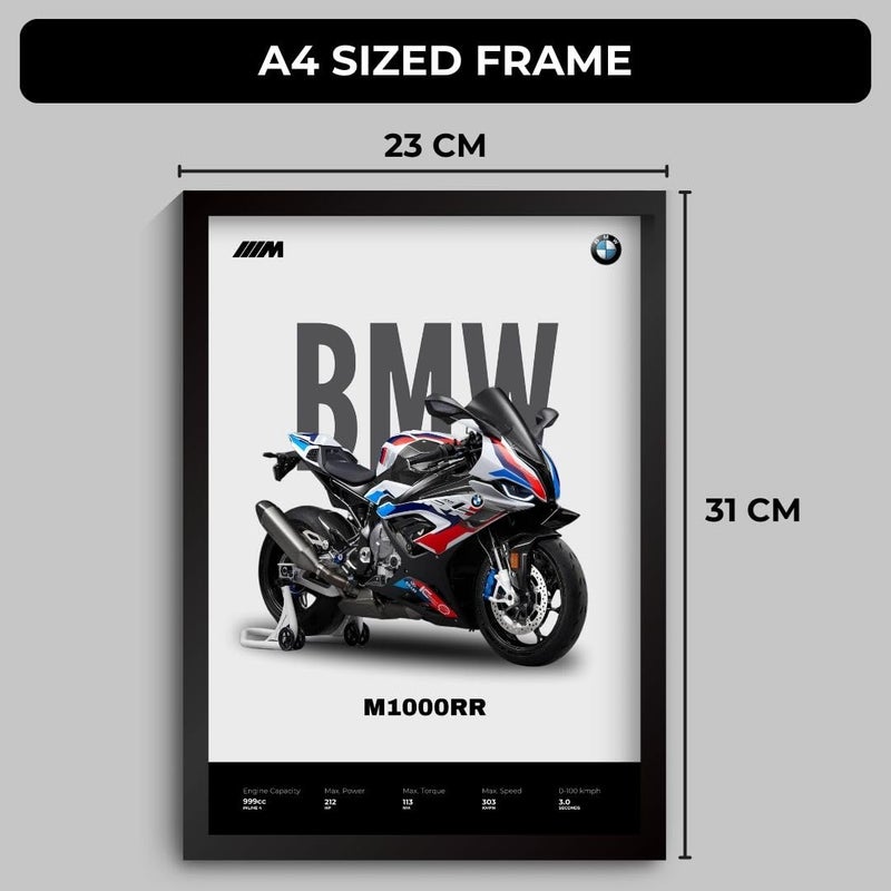 Funk You BMW M1000RR Poster | Superbike BMW Framed Poster | Framed Matt Superbike | Bike Posters A3 Size (31 x 23 cm) | Motorrad Bikes Posters for Wall, Home, Bedroom, Living room decoration - Image 2