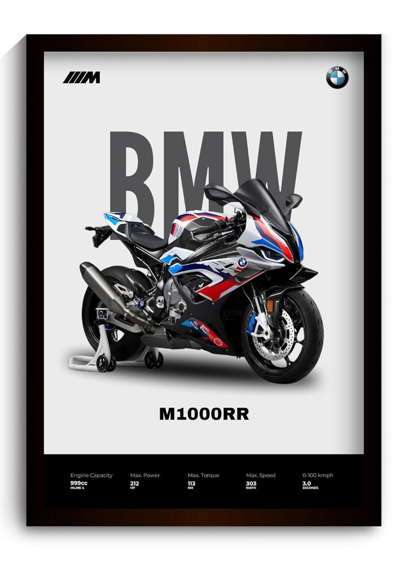 Funk You BMW M1000RR Poster | Superbike BMW Framed Poster | Framed Matt Superbike | Bike Posters A3 Size (31 x 23 cm) | Motorrad Bikes Posters for Wall, Home, Bedroom, Living room decoration - Image 1