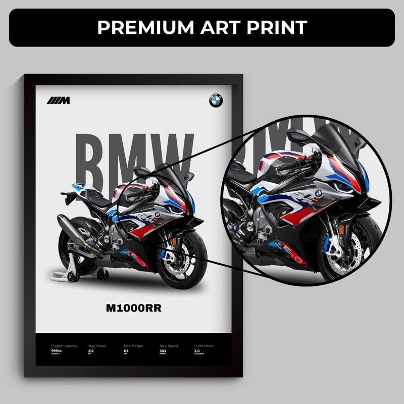 Funk You BMW M1000RR Poster | Superbike BMW Framed Poster | Framed Matt Superbike | Bike Posters A3 Size (31 x 23 cm) | Motorrad Bikes Posters for Wall, Home, Bedroom, Living room decoration - Image 3