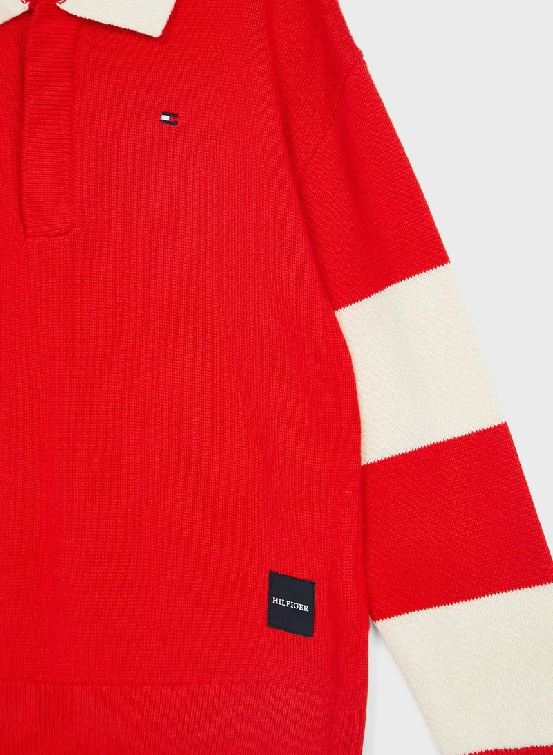 TOMMY HILFIGER Youth Color Block Rugby Sweater