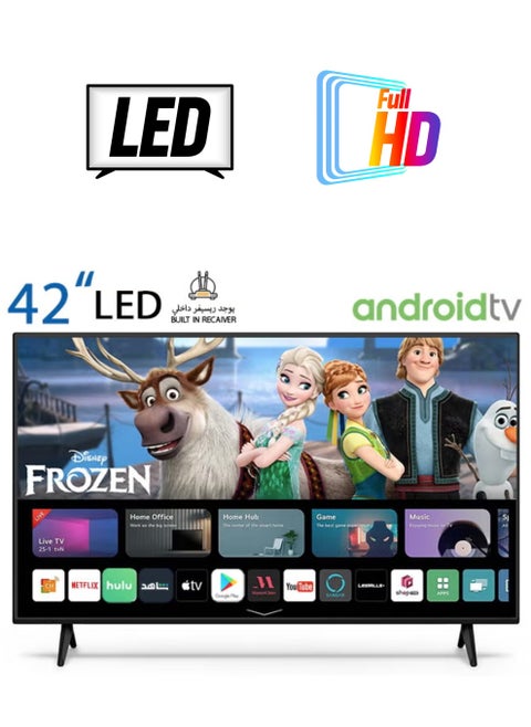 42 Inch LED Smart Android TV FHD With FREE Wall mount, refresh rate 60 HZ Model (2022) DTD42 Black