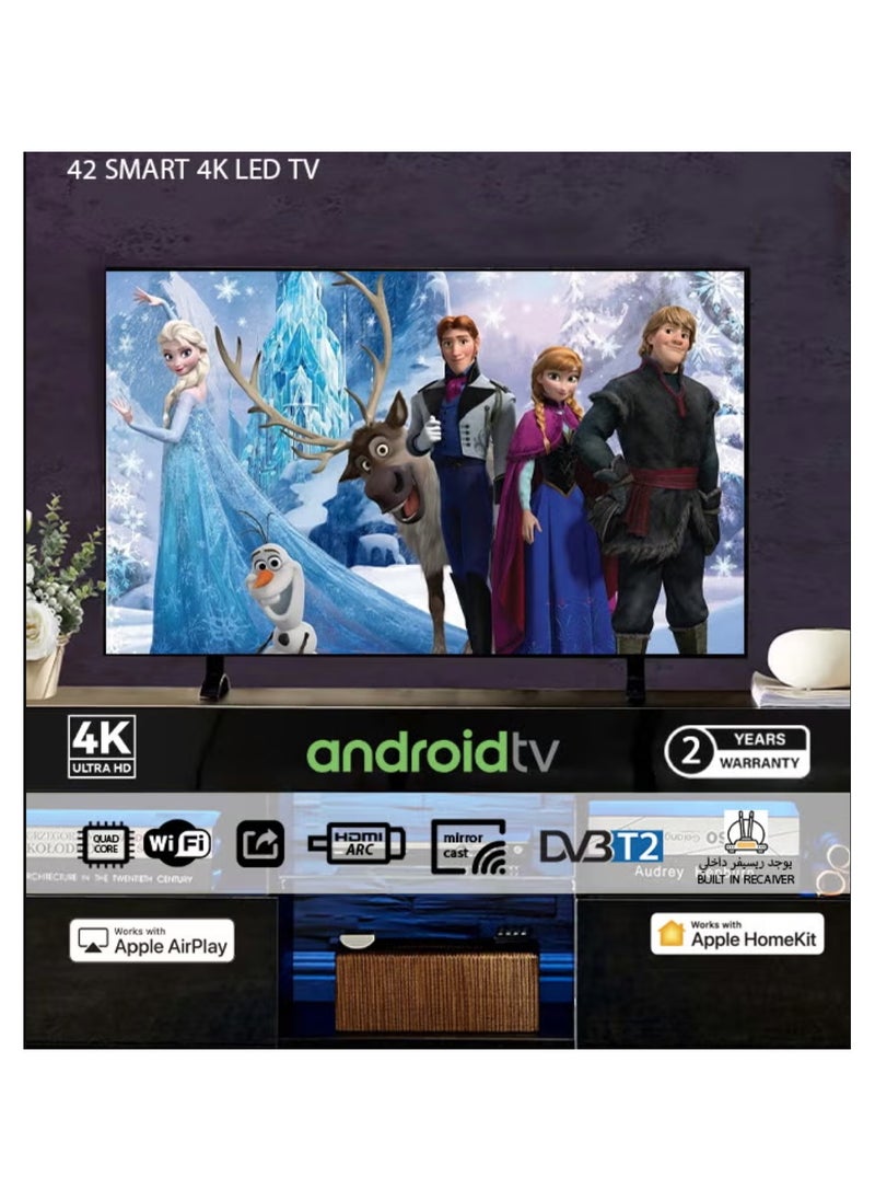 Generic - 42 Inch LED Smart Android TV FHD With FREE Wall mount, refresh rate 60 HZ Model (2022) DTD42 Black - Image 1