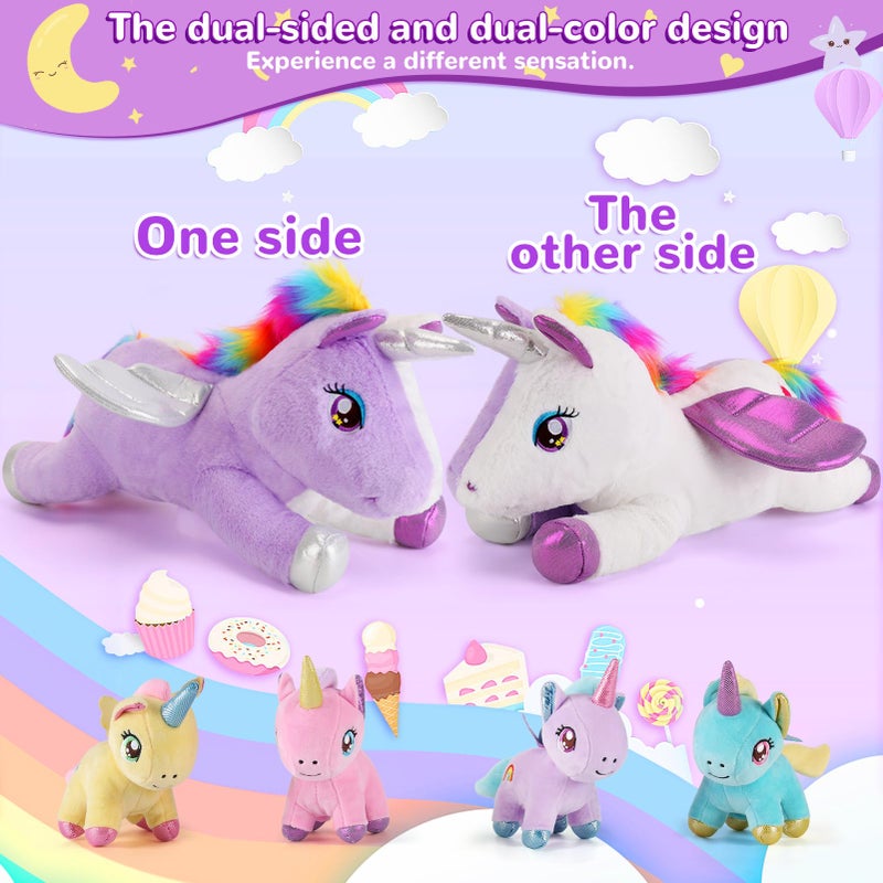 gnomantic 5 Pieces Unicorn Stuffed Animals - 1 Mommy Stuffed Unicorn with 4 Babies - Unicorns Gifts for Girls Ages 3 4 5 6 7 8, Unicorns Plush Toys for Christmas, Valentine's, Birthday Gifts (Purple) - Image 5