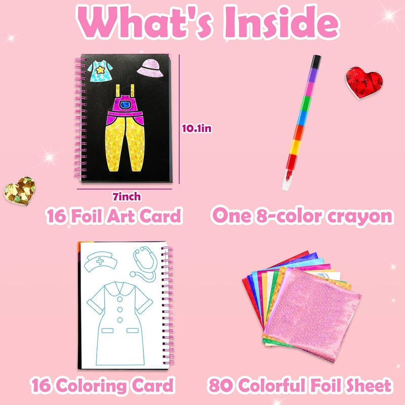 FUNNYB&G Foil Art Kit - Foil Crafts for Kids, Toys for Girls 4-10 Years Old, No Mess Travel Essentials, Kids Toys, Girls Gifts, Birthday Gift, Coloring Books for Kids - Image 4