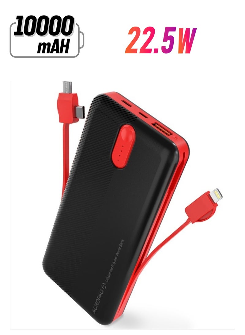 LDNIO 10000mAh Power Bank USB-C Fast Charging Power Banks in-Built Charging Cable  - Image 1