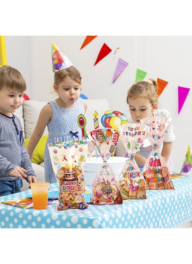 Urit 50 Pcs Happy Birthday Cellophane Gift Bags, Plastic Candy Bags, for Birthday Baby Shower Pride Day School Supplies  - Image 4
