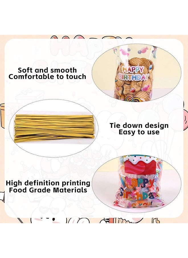 Urit 50 Pcs Happy Birthday Cellophane Gift Bags, Plastic Candy Bags, for Birthday Baby Shower Pride Day School Supplies  - Image 3