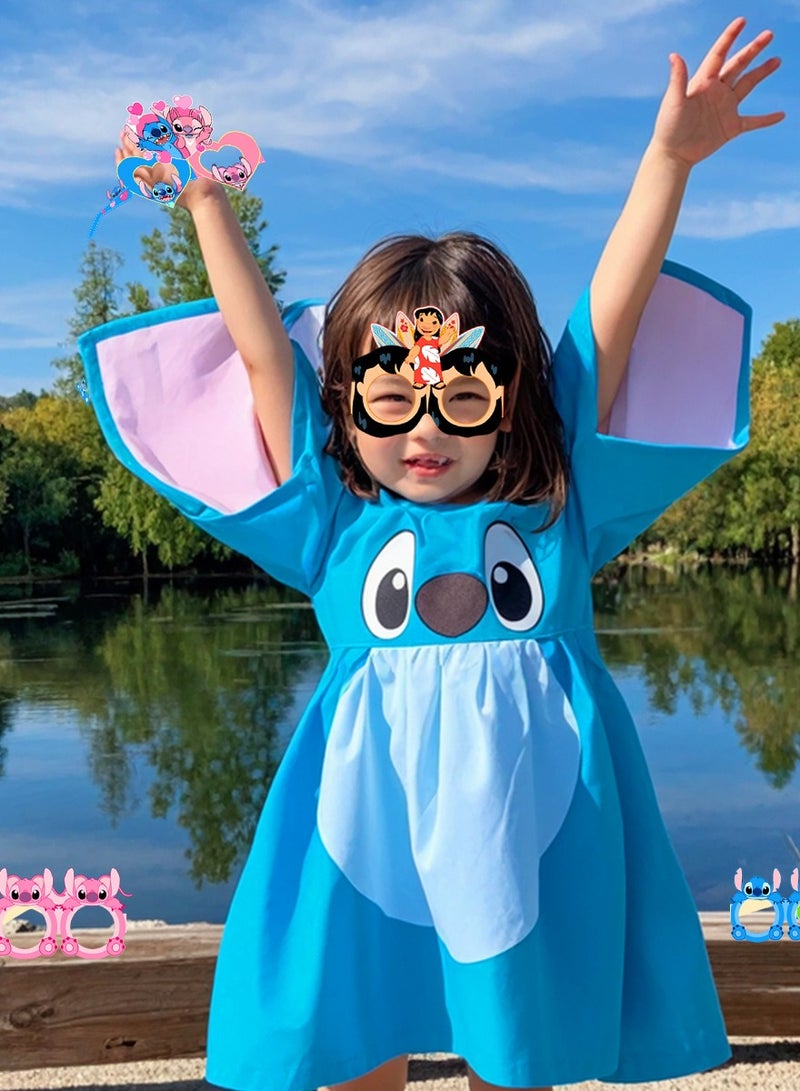 8pcs Star Baby Stitch Theme  Photo Props Paper Birthday Glasses Decoration - Image 2
