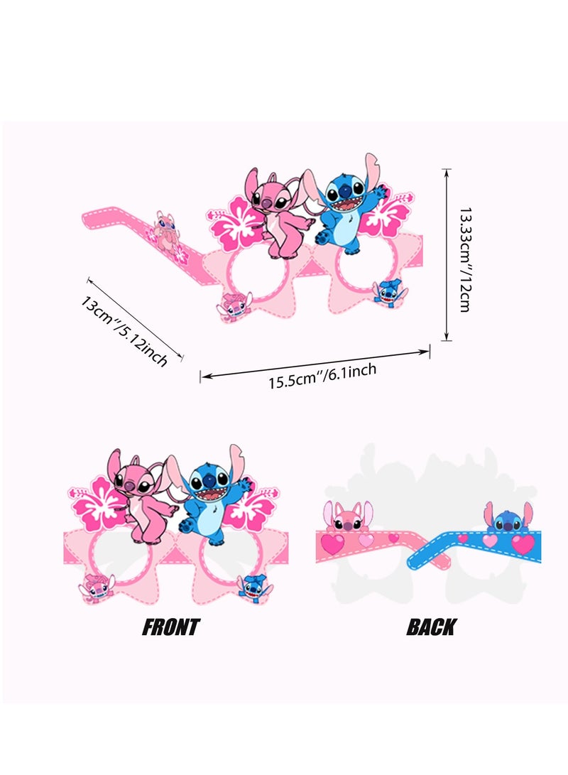 8pcs Star Baby Stitch Theme  Photo Props Paper Birthday Glasses Decoration - Image 4