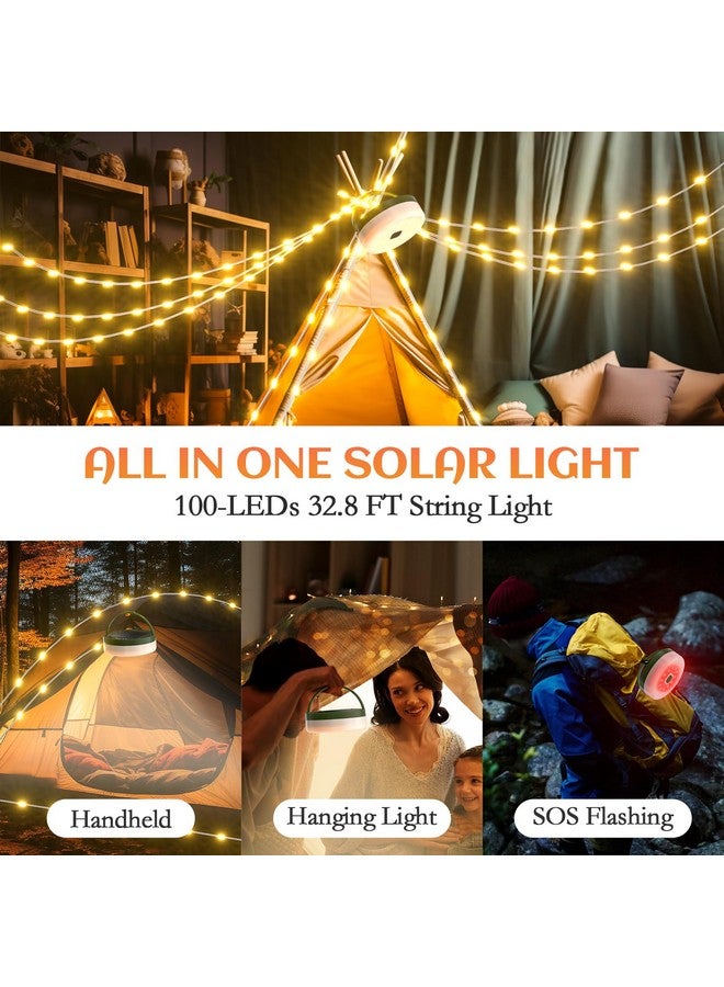 SoulBay Solar String Lights For Outside Camping, Outdoor Waterproof Lantern Light With Remote Timer, Usb & Solar Rechargeable, 100-Leds 32.8Ft Strings & 8 Lighting Modes For Camper Tent Rvs Patio  - Image 2