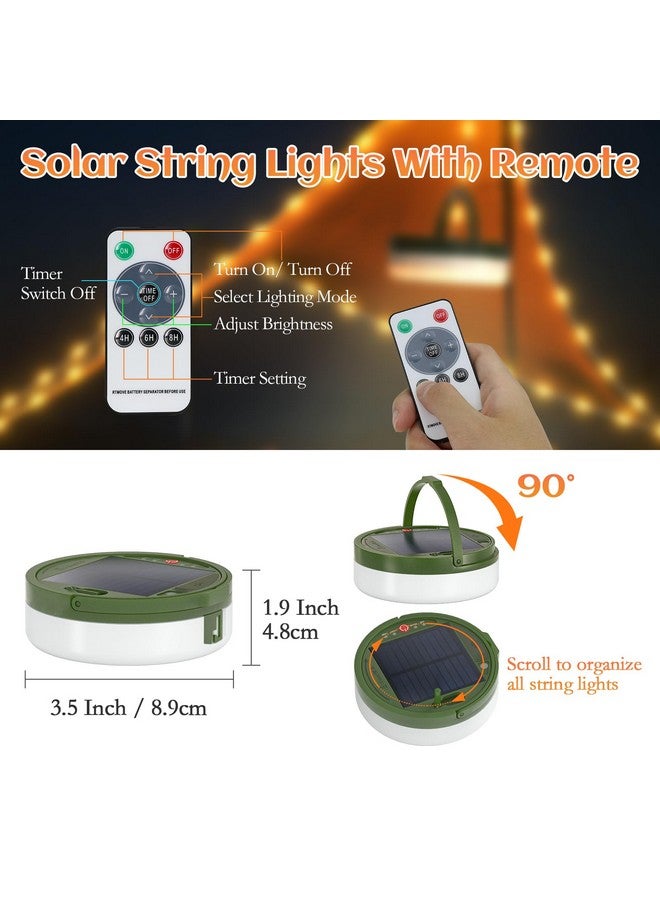 SoulBay Solar String Lights For Outside Camping, Outdoor Waterproof Lantern Light With Remote Timer, Usb & Solar Rechargeable, 100-Leds 32.8Ft Strings & 8 Lighting Modes For Camper Tent Rvs Patio  - Image 5
