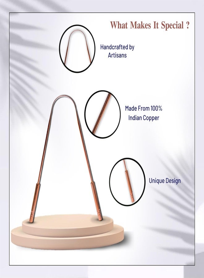 NURPI Copper Premium Design Tongue Cleaner Pack of 3, Durable Copper Material, Ergonomic Handle for Daily Oral Hygiene - Image 2