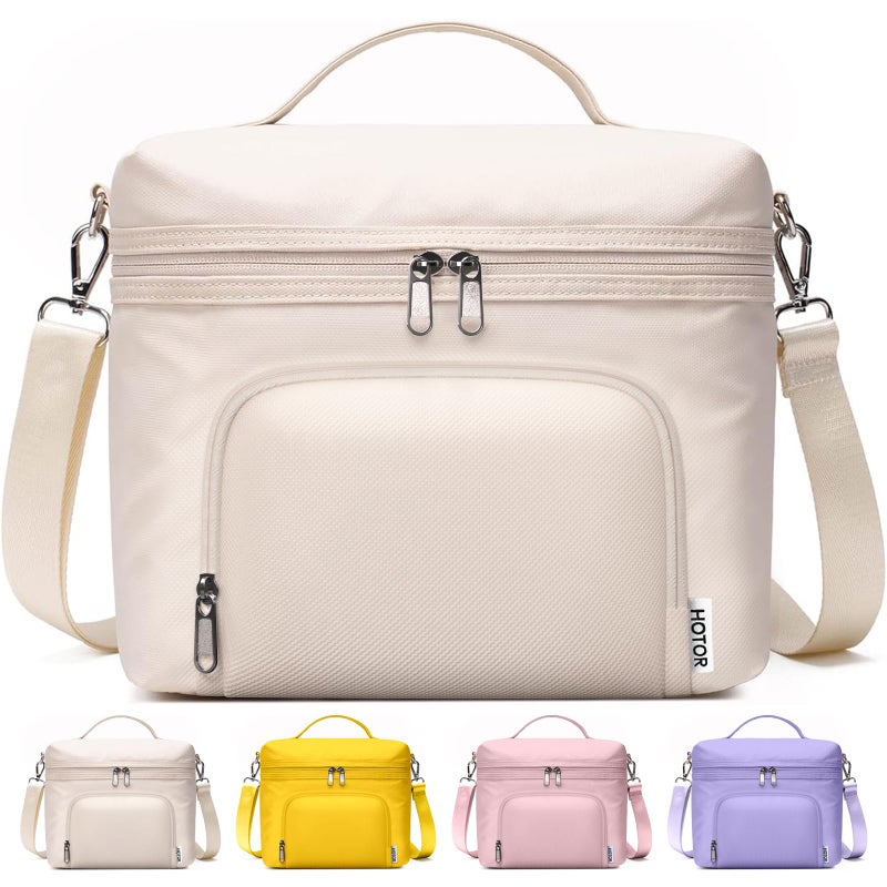 HOTOR Lunch Box for Women Insulated Lunch Bag with Spacious 8L Capacity PU Leather Cooler Bag WaterResistant Easy to Clean Ideal for Work or Everyday Use Beige 100 x 86x 59 - Image 2