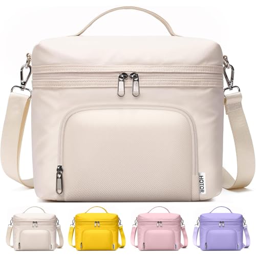 HOTOR Lunch Box for Women Insulated Lunch Bag with Spacious 8L Capacity PU Leather Cooler Bag WaterResistant Easy to Clean Ideal for Work or Everyday Use Beige 100 x 86x 59 - Image 1