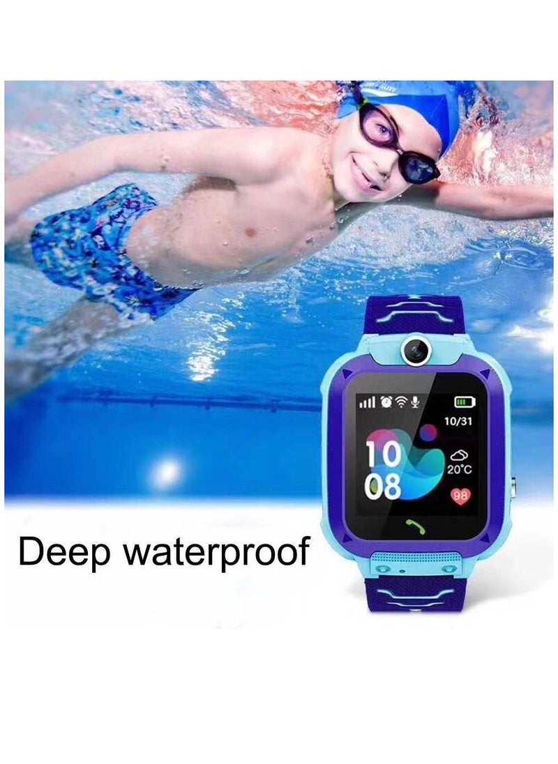 LW - Ultra-thin Waterproof Kids Tracker Phone Call For Boys Girls Sport Smart Watch Blue - Image 1