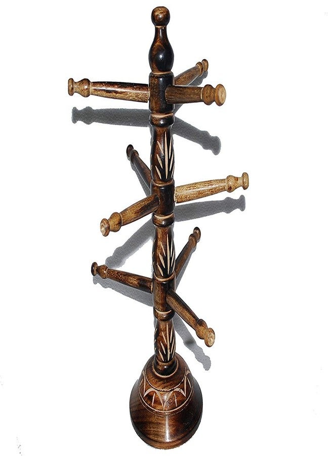 DWH Deluxe Wood Handicrafts Wooden Hand Carved Wooden Bangle Stand//Wooden 9 Tier Bar Bracelet, Bangle Jewelry Holder Stand Display Organizer, Bracelet Holder for Jewelry (Brown) - Image 2