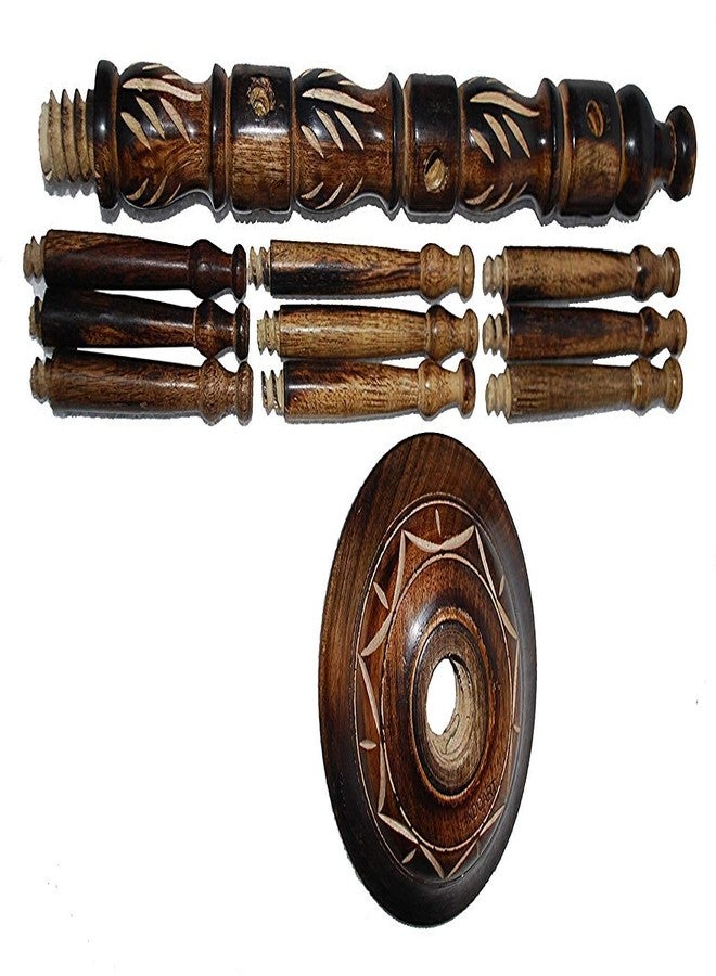 DWH Deluxe Wood Handicrafts Wooden Hand Carved Wooden Bangle Stand//Wooden 9 Tier Bar Bracelet, Bangle Jewelry Holder Stand Display Organizer, Bracelet Holder for Jewelry (Brown) - Image 3