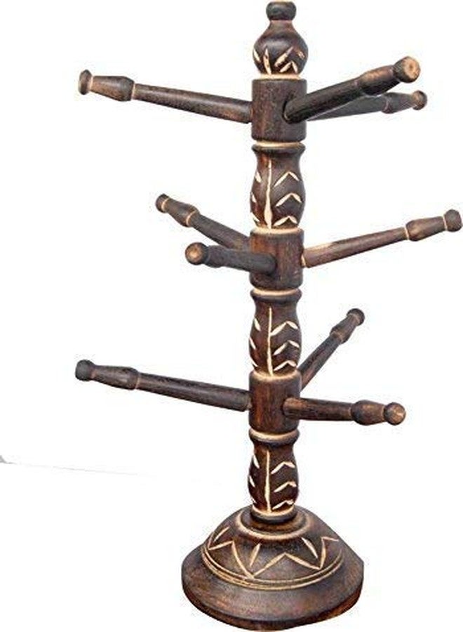 DWH Deluxe Wood Handicrafts Wooden Hand Carved Wooden Bangle Stand//Wooden 9 Tier Bar Bracelet, Bangle Jewelry Holder Stand Display Organizer, Bracelet Holder for Jewelry (Brown) - Image 1