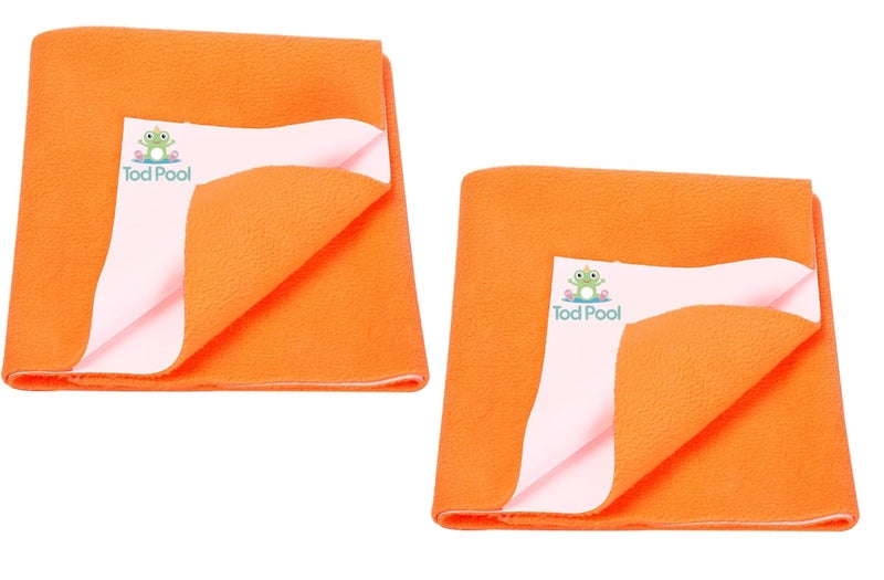 Tod PooL حامي سرير تواد بولو القابل للتنفس | فليس مضاد للتكتل عالي الامتصاص قابل للغسل | ورقة مقاومة للماء سريعة الجفاف | ورقة حامي سرير للأطفال والبالغين (2، خوخي، متوسط (70x100 سم)) - Image 1