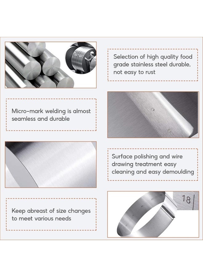 Cake Ring Adjustable16 to 30CM, Stainless Steel Mousse Ring, Cake Baking Ring, Round Cake Ring Mould for Cooking Crumpets Eggs Pastry Mousse Desserts-15CM Height - Image 5