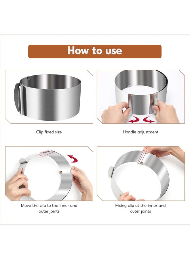 Cake Ring Adjustable16 to 30CM, Stainless Steel Mousse Ring, Cake Baking Ring, Round Cake Ring Mould for Cooking Crumpets Eggs Pastry Mousse Desserts-15CM Height - Image 2