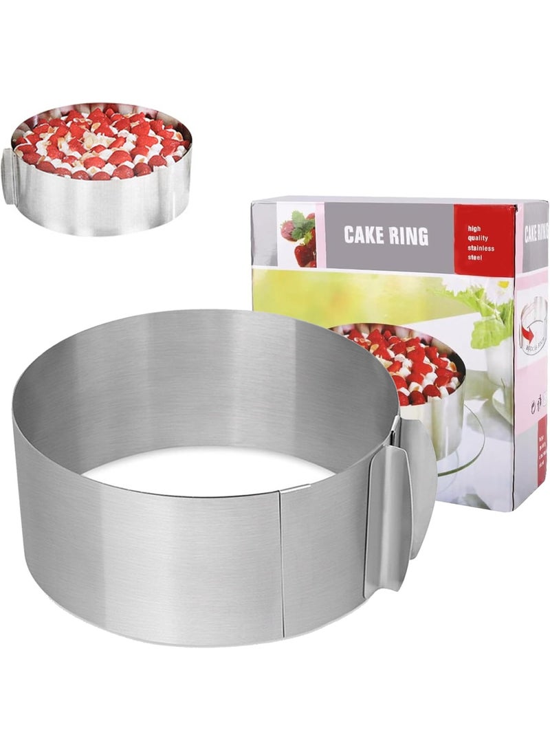 Cake Ring Adjustable16 to 30CM, Stainless Steel Mousse Ring, Cake Baking Ring, Round Cake Ring Mould for Cooking Crumpets Eggs Pastry Mousse Desserts-15CM Height - Image 1