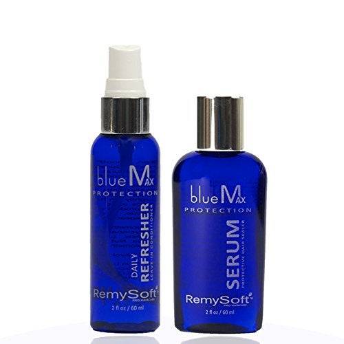 RemySoft blueMax Daily Refresher  Protective Silicone Serum Set  Safe for Hair Extensions Weaves and Wigs  Salon Formula Leavein Conditioner  Serum