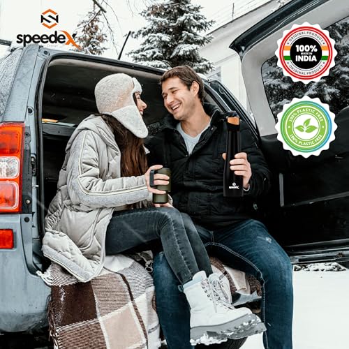 Speedex Thermos Bottle - 500 ML Vacuum Insulated Stainless Steel for Kids, Men, Women - Thermosteel Bottle Ideal for School, Office, Travel Flask for Hot & Cold Beverages - Black Colour - Image 3