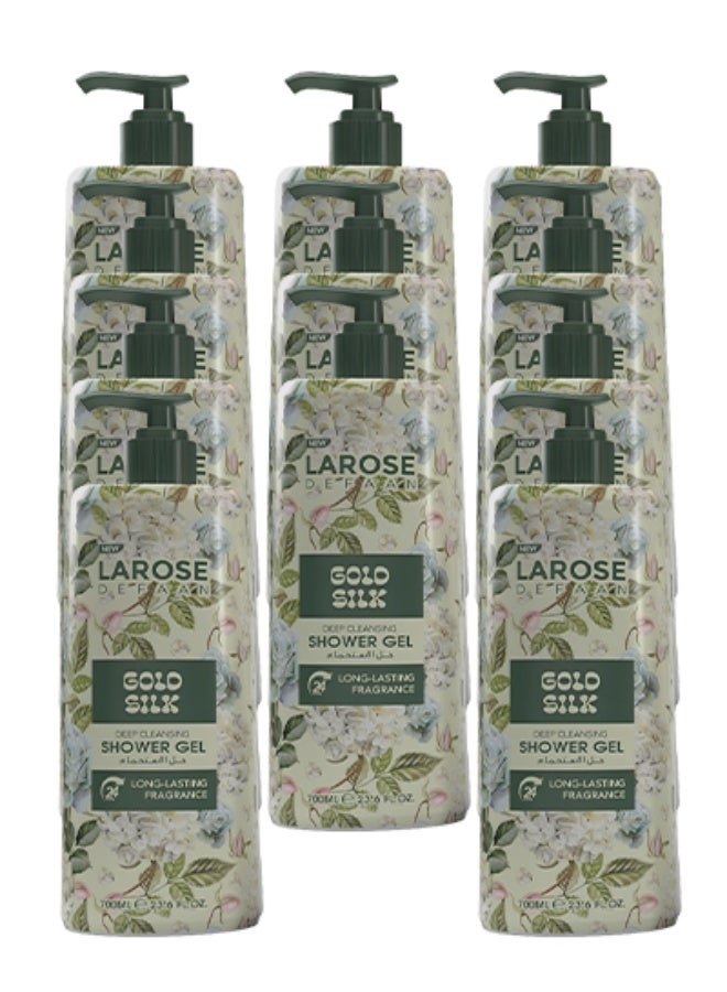 لا روز 11 قطع جل استحمام جولد سيلك للتنظيف العميق برائحة تدوم طويلاً 700 مل - Image 1