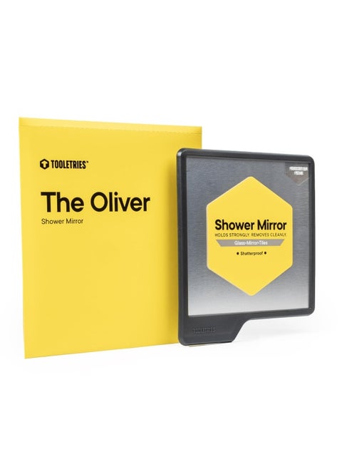 - Oliver Shower Mirror - Premium Shower Mirror For Shaving Grooming - 100 Silicone - Shatterproof Mirror - Grips To Shiny Surfaces - No Suction Cups - No Adhesives - Charcoal