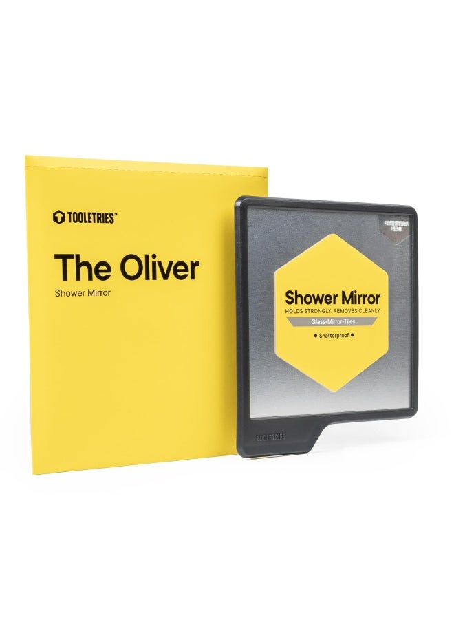 TOOLETRIES - - Oliver Shower Mirror - Premium Shower Mirror For Shaving Grooming - 100 Silicone - Shatterproof Mirror - Grips To Shiny Surfaces - No Suction Cups - No Adhesives - Charcoal - Image 1