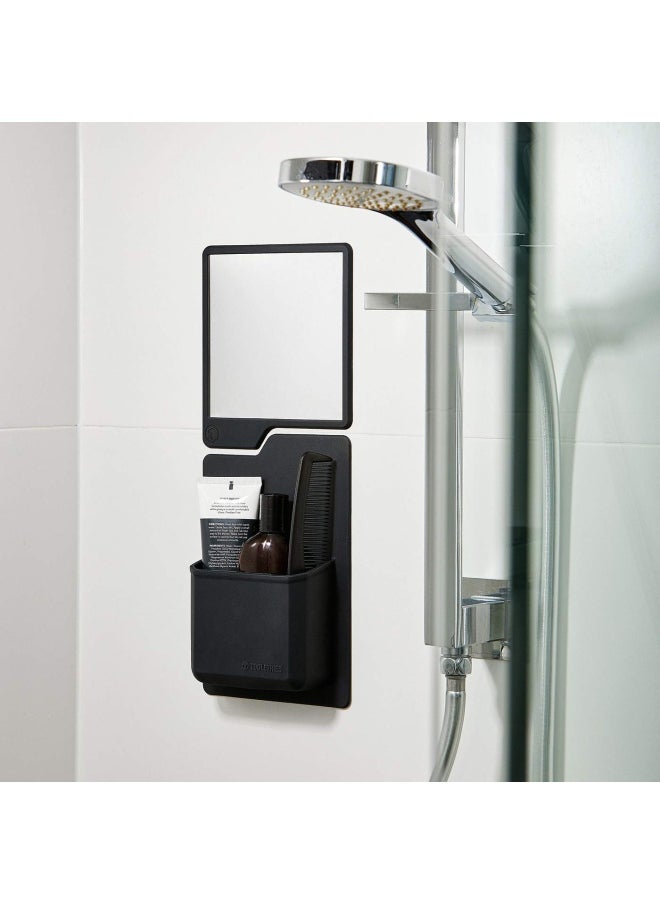 TOOLETRIES - - Oliver Shower Mirror - Premium Shower Mirror For Shaving Grooming - 100 Silicone - Shatterproof Mirror - Grips To Shiny Surfaces - No Suction Cups - No Adhesives - Charcoal - Image 1