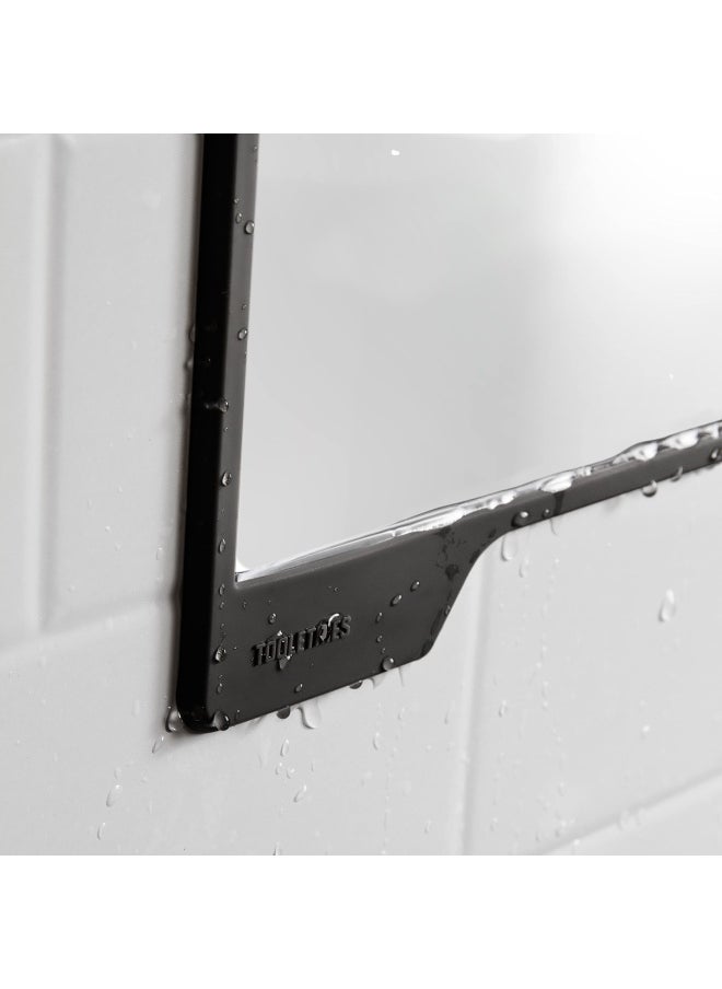 TOOLETRIES - - Oliver Shower Mirror - Premium Shower Mirror For Shaving Grooming - 100 Silicone - Shatterproof Mirror - Grips To Shiny Surfaces - No Suction Cups - No Adhesives - Charcoal - Image 1