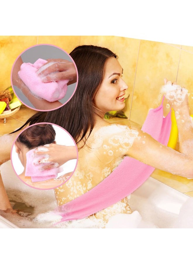 Prasacco 3-Pack Exfoliating Gloves Back Exfoliating Towel Back Washer for Shower Back Scrubber for Shower Skin Washcloth Body Exfoliator Set for Women Men, Pink  - Image 3
