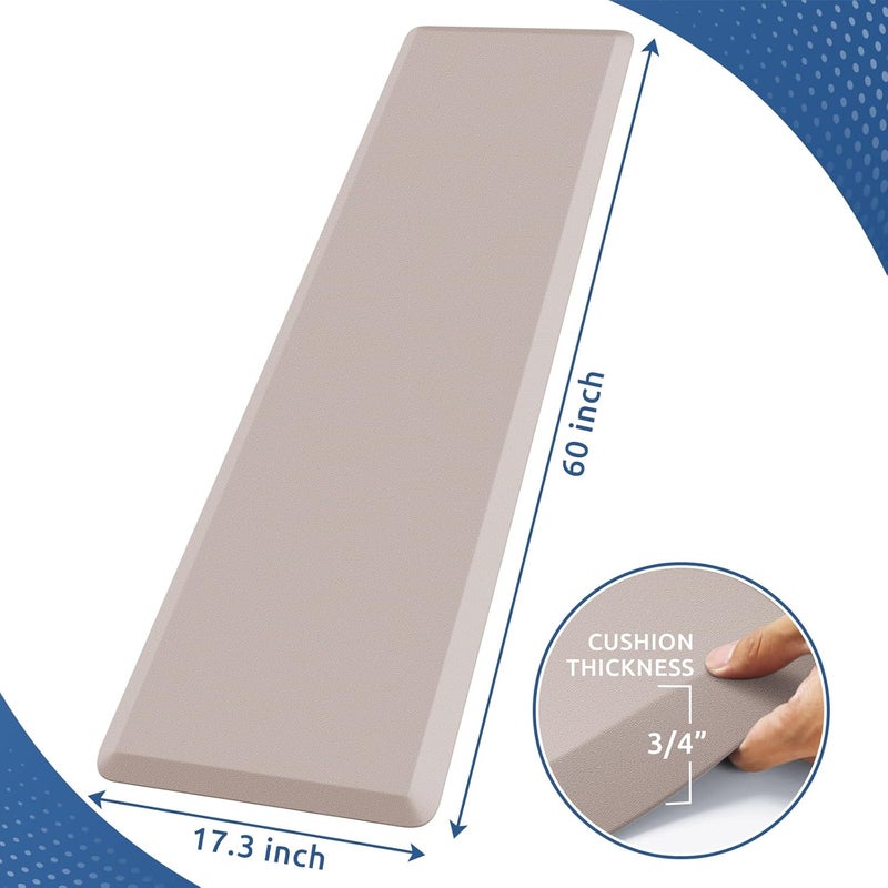 KitchenClouds Kitchen Mat Cushioned Anti Fatigue Kitchen Rug 0.75inch Waterproof Non Slip Kitchen Rugs and Mats Standing Desk Mat Comfort Floor Mats for Kitchen Sink Office (17.3"x60",Khaki) - Image 2